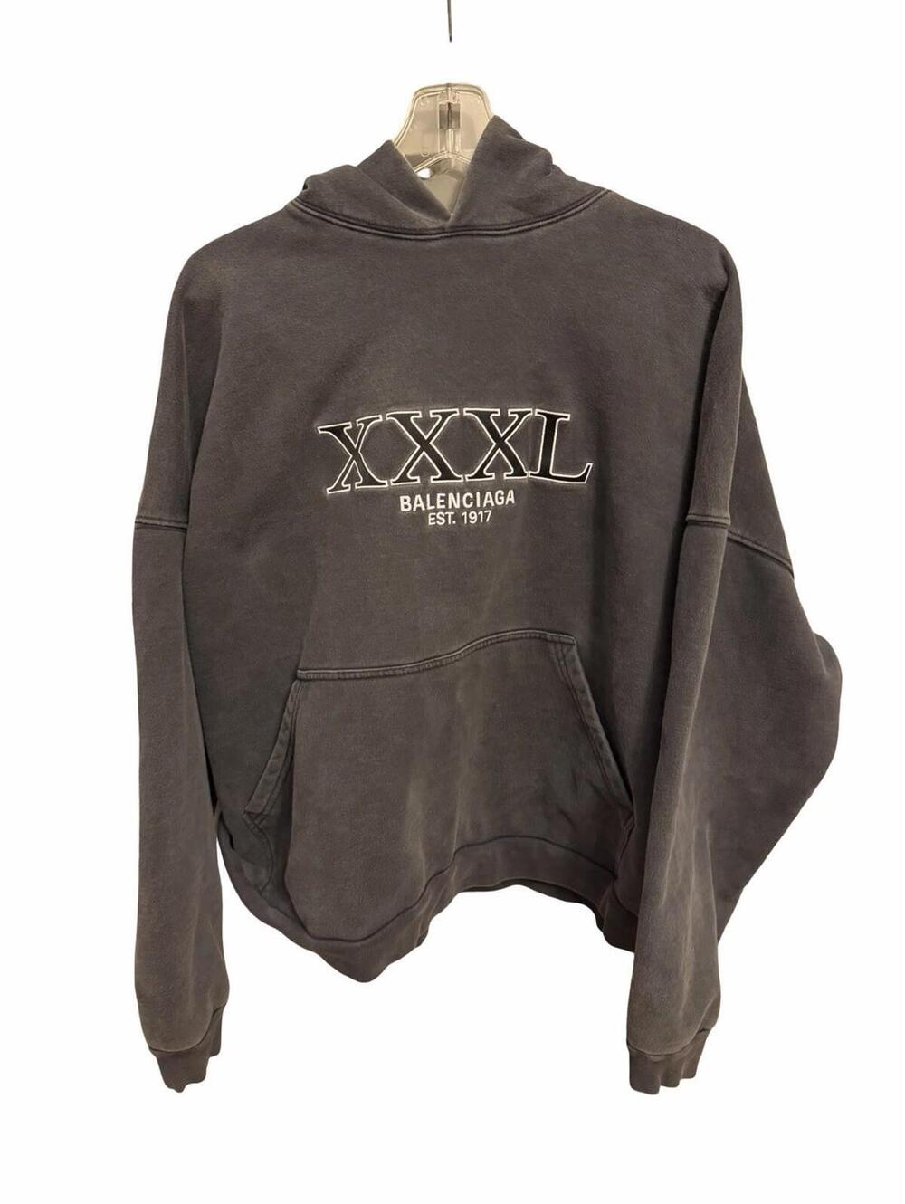 Balenciaga XXXL Logo Hoodie Washed Black Size 1 Fits L